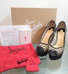 938 Louboutin クリスチャンルブタン レース ヒール パンプス
