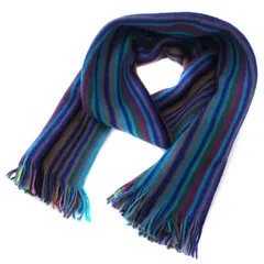 ポールスミス PAUL SMITH SCARF MULTI EDGE MEN'S SCARF マフラー ストール ロゴ刺繍 ストライプ柄 ウール グレー /BM ■GY19のサムネイル