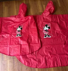 ディズニーリゾート 公式 ミニー レインコート レインポンチョ 赤 レッド M キッズ 130 1つ