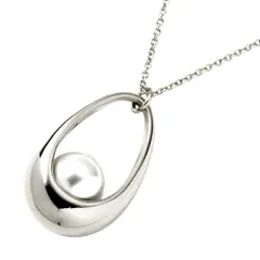 【B：シルバー × ワンサイズ】[Cream dot. クリームドット公式] ネックレス レディース 2タイプ ロング シンプル チェーン オーバル ぷっくり パール 大人 上品 エレガント きれいめ シンプル