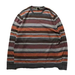 00's エディーバウアー ボーダー カシミア混 コットン ニットセーター (XL) 橙×灰×茶系 マルチカラー 00年代 旧タグ オールド 2008製 Y2K　アメリカ古着 USED  ビンテージ ヴィンテージ