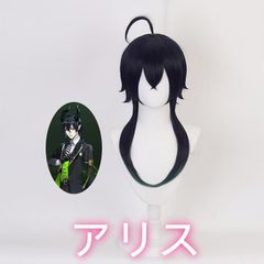 ツイステ マレウスドラコニア風 コスプレウィッグ 高温耐熱 かつら 青緑グラデーション