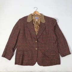 90's PENDLETON/90年代 ペンドルトン 千鳥格子 USA製 テーラードジャケット ウールジャケット チェック柄 アウター オーバーサイズ ビッグシルエット USA製 メンズ 20W レッド/その他