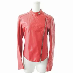 アルマーニ ジーンズ ARMANI JEANS ラムスキン ラムレザー ライダースジャケット ブルゾン 38 赤 0522 IBO72のサムネイル