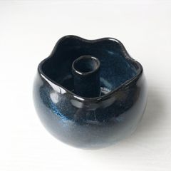 一輪挿し 花瓶 花器 フラワーベース 会津 流紋焼 ネイビー 紺色 伝統 上品 高級