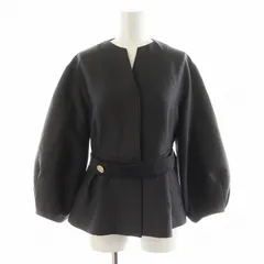 新品未使用　ebure マイクロタフタ　ショート丈　ブラウス　ネイビー　38 ebure 未使用 23AW エブール コットンツィードツイル ハイネック