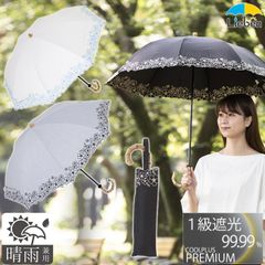 UV遮熱遮光折傘 花柄刺繍 55cm×8本骨 晴雨兼用 日傘 折りたたみ傘 LIEBEN-0523