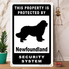 雑貨【Newfoundland/ニューファンドランド】  Dog ドッグ  犬    メタルポスタ―　Security  セキュリティー 警告  ヤードサイン メタルプレート  ブリキ看板  -156