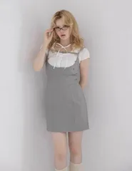 ノースリーブ ミニワンピース タイトワンピ グレー シルバー