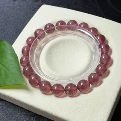 カザフスタン産★【ストロベリークォーツ】★ ブレスレット 天然石A 苺水晶9.4-9.8mm ZB6841