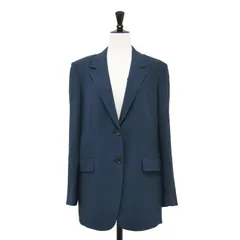 Theory セオリー ジャケット ネイビー 0(S) | 25春夏 ストレート テーラード ジャケット | Satin Crepe Straight Blazer | ブレザー | 長袖 オーバーサイズ 2B スリット ウォッシャブル【レディース】【中古】