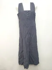 ◇ nano universe ナノ ユニバース ノースリーブ ギャザー シンプル ロング丈 ワンピース サイズF ネイビー レディース P  【1402270011240】