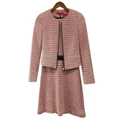 HUGO BOSS ヒューゴボス ツイードセットアップ ノーカラージャケット ドレスワンピース ピンク R14624