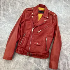 DSQUARED2 ディースクエアード ダブル ライダース ジャケット レッド 赤 46 馬革 レザー メンズ M アウター PAWNSHOPRiZ  パウンショップリズのサムネイル
