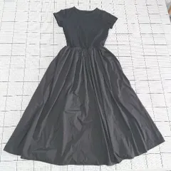 ◇ Θ COCOMOMO ココモモ コットン100％ 半袖 ロング丈 フレア ワンピース サイズM ブラック系 レディース E  【1509100083146】