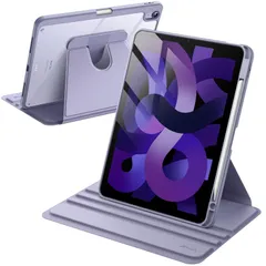 【新着商品】Air 11インチ M3/M2 iPad (2025/2024)、iPad Air 5/4用 回転ケース (2022/2020、第5/4世代、10.9インチ) Pencilホルダー付き 360°回転保護 スタンドカバー JEDirect クリアバッ