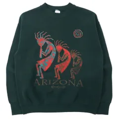 FRUIT OF THE LOOM USA製 90年代 インディアン プリント スウェット M グリーン コットン ARIZONA ココペリ