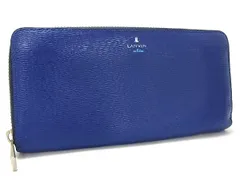 ■美品■ LANVIN ランバン レザー ラウンドファスナー 長財布 ウォレット 札入れ 小銭入れ カード入れ メンズ ブルー系 DK2828のサムネイル