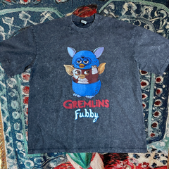 FurbyＴシャツ ティーシャツ ウォッシュ グレー 攻め 前衛的 男性 B グレムリン ギズモ ウォッシュ加工 半袖 Tシャツ 夏 新品 グレー 映画 レトロ 個性的 奇抜  攻め 前衛的 ビンテージリプリント vintage riprint 古着
