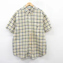 XL/古着 ラルフローレン チャップス 半袖 ブランド シャツ メンズ 90s ワンポイントロゴ コットン ボタンダウン 黄他 イエロー チェック 25