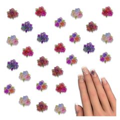 ネイルパーツ 花 8ｍｍ クリア ミックス 100個 グラデーション 蓄光 樹脂 三輪 葉っぱ 透明な花 フラワー レジン デコパーツ アクセサリー ハンドメイド 手芸 パーツ BD4124