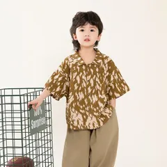 アロハシャツ キッズ 半袖 シャツ 柄プリント ハワイアン 子供服 男の子 子供服 男の子 半袖 トップス シャツ カジュアル キッズ 前開き \HZQ2245