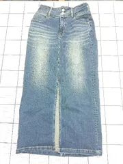 ◇ Θ アズール バイマウジー カジュアル系 ロング丈 ジーンズ風 スカート サイズL ネイビー系 レディース E  【1508060021700】