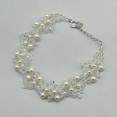 【K18WG】ブレスレット パール 水晶