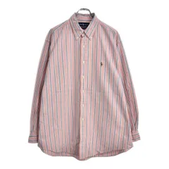 90年代 RALPH LAUREN ラルフローレン YARMOUTH ボタンダウン 長袖シャツ ストライプ ピンク(メンズ 17)中古 古着 U4983