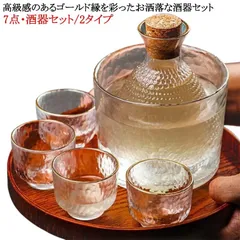 冷酒グラス 冷酒 ゴールド ガラス製 徳利 杯 盃 7点セット 7点セット おちょこ 金 酒器セット 日本酒 ぐい呑み シンプル 保温 保冷 高級感 上品 とっくり おしゃれ 冷酒器
