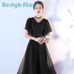 パーティードレス 結婚式 ワンピース ドレス 袖あり ミモレ丈 レース 花嫁 お呼ばれ 二次会 卒業式 成人式 謝恩式 食事会 着痩せ 可愛い 大人 上品 黒 lf1147