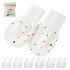 【在庫限り】男の子 女の子 可愛い ベビープレゼント 0-5月 赤ちゃん用 新生児 通気性 掻きむしり防止 おててを優しく包む ミトン 出産祝い かきむしり防止 ベビー手袋 手袋 6点セット ひっかき防止 ベビー用
