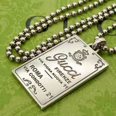 希少 グッチ フィレンツェ プレート ロングボールチェーン ネックレス/25-61S