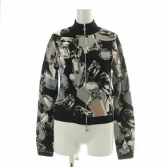 エスカーダ ESCADA ニットジャケット アウター ショート丈 ハイネック ジップアップ 総柄 ウール混入 S 黒 ブラック /BBのサムネイル