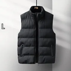 [L] メンズ ファッション 服 男性用 オシャレ シンプル 大人 かっこいい 大きいサイズ ストリート 紳士服 スタンドカラー コットンベスト 秋冬 ダウン ジャケット シンプル 暖かい