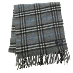 バーバリー ロンドン BURBERRY LONDON 美品 カシミヤマフラー ストール イングランド製 灰色 グレー IBO59