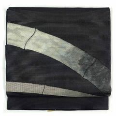名古屋帯 幅31cm 長さ359cm レディース 竹柄 夏用 正絹（シルク）ブラック 未使用品 リメイク リユース リサイクル【呉服のきくや】