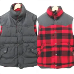 ポロ バイ ラルフローレン Polo by Ralph Lauren 美品 リバーシブル ダウンベスト レザー 国内正規 ブロックチェック Mサイズ 赤 レッド 黒 ブラック
