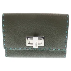 ✨未使用に近い✨　FENDI ミニ財布　ターンロック　セレリア　バイカラー　FF コインケース付きセレリア 財布 カーフレザー グレー | Fendi