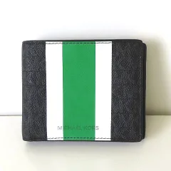 マイケルコース MICHAEL KORS 財布 二つ折り コンパクト メイスン ヴァーシティ ストライプ スリム ビルフォールド ウォレット 黒 グレー グリーン ホワイト