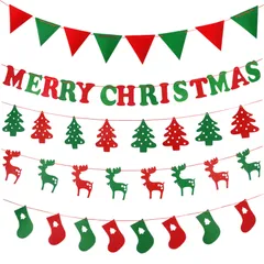 【迅速発送】クリスマス 飾り 5セット フェルト クリスマス ガーランド バナー Merry Christmas トナカイ クリスマスツリー オーナメント おしゃれ クリスマス 飾り付け 部屋 壁 窓 玄関 装飾