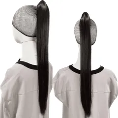 Luce brillare ポニテールウィッグ クリップ ストレート エクステ レディース ウィッグ グラデーション ハイライト ロング 短い 30cm 40cm 50cm 60cm 耐熱 子供 キッズ 髪飾り カラフル  [ナチュラルブラウン] [60cm]