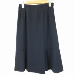 #a レリアン Leilian スカート 11 紺 無地 Aライン ウール イタリア製生地 日本製 962937 k01