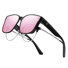 L-size-ブラックピンク [DUCO メガネの上から掛けられる オーバーサングラス めがね さんぐらす 偏光レンズ 大きいサイズ UV400 紫外線カット メンズ レディース兼用 大きな顔に向け 8961 (L-size-ブラックピンク)