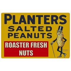 【816】新品 レトロ ブリキ看板 ★ Mr. PEANUT ★ ミスターピーナッツ プランターズ マスコット キャラクター アメリカン雑貨 ガレージ フェンス ヴィンテージ
