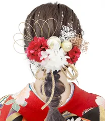 特価 髪飾り【11色展開】 ドライフラワー 成人式 かすみ草 振袖 着物 卒業式 七五三 浴衣 袴 結婚式用 造花飾り [JZOON] ヘアアクセサリー 和玉 赤 ゴールド 水引 ヘッドパーツ 手作り 専用ケース付き A5001