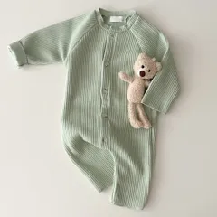 ☆ グリーン ☆ 100cm ☆ ロンパース ベビー ロンパース 長袖 ボディスーツ カバーオール ボディオール ベビー服 前開き 無地 赤ちゃん 服 男の子 女の子 秋冬 春秋 おしゃれ かわいい オシャレ 可愛い 春 秋 冬 子供服 子ども服 こども服