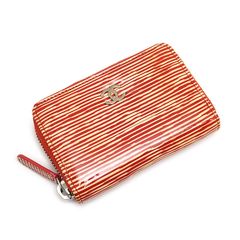 シャネル CHANEL コインケース ボーダー 小銭入れ レッド系