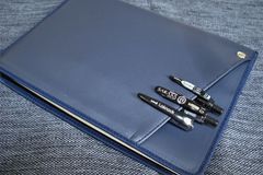 A4サイズ【Cover pocke付きノートカバー】２冊用■合皮■ネイビー■