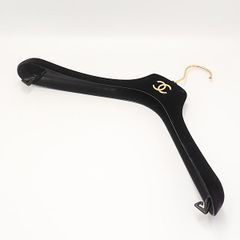 CHANEL ココマーク ハンガー 2本 ベロア 黒 ゴールドロゴ 正規品